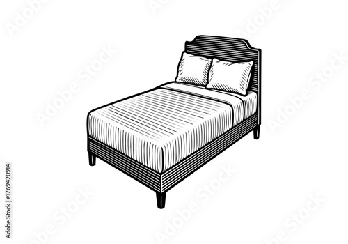 Bed hand drawn simple vector illustration