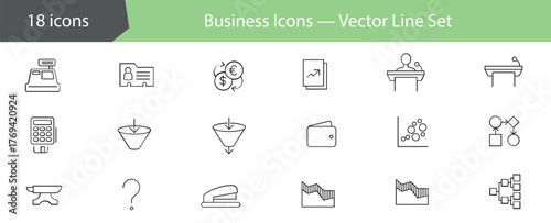 Business and Finance web icons in line style. Icons Business Office Finance Marketing Shopping SEO Contact.