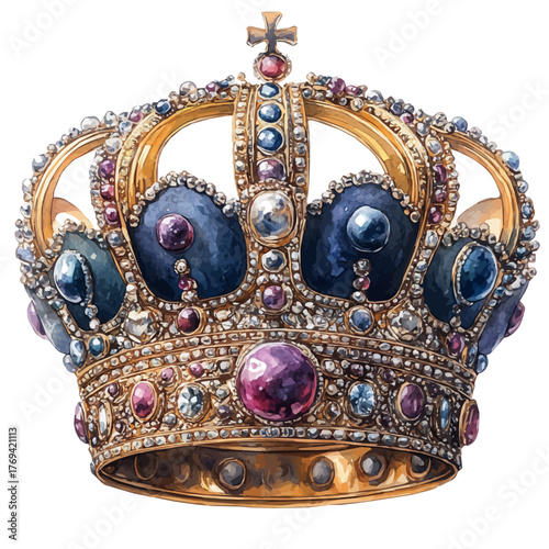 King Georgeas Coronet, watercolor painting vector, isolated on a white background.
