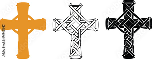 Celtic cross vector illustration set religious symbol design