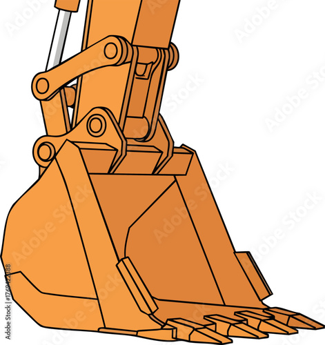 Excavator Bucket and Arm Detail isolated on white backround