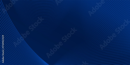 Elegant dark blue abstract background with smooth curved wave lines and gradient effect, modern minimalist design ideal for business, technology, corporate, and digital presentation templates. Eps10.