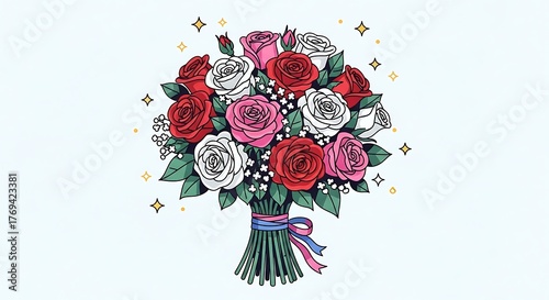 Elegant Bouquet of Roses - A Symbol of Love and Affection.