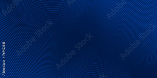 Elegant dark blue abstract background with smooth curved wave lines and gradient effect, modern minimalist design ideal for business, technology, corporate, and digital presentation templates. Eps10.