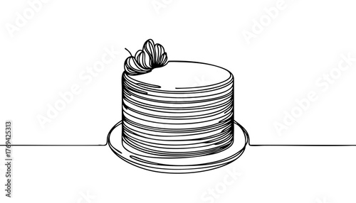 Single line drawing in modern minimalist style of Lamington cake dessert 
