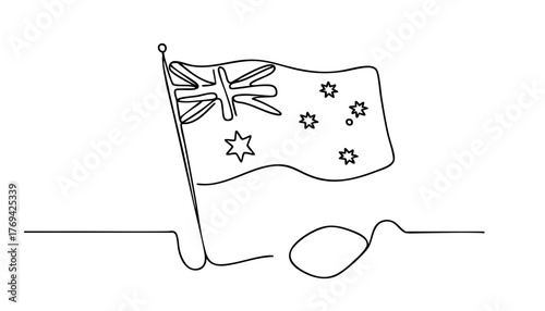 Simple continuous line drawing of Australian flag