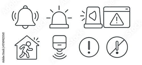 Set of icons for a home security system