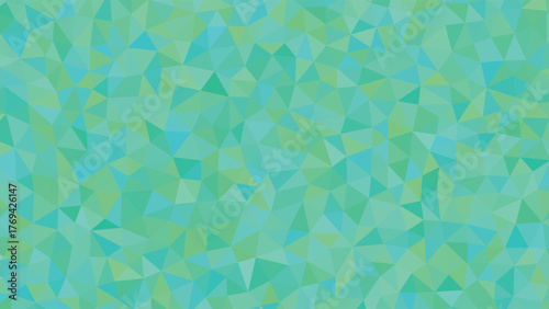 Abstract Low Poly Triangle Background in Shades of Green and Blue