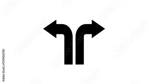 Two black arrows pointing in opposite directions