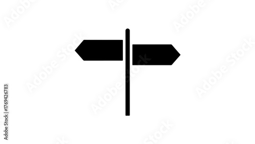 Black silhouette of a directional signpost with two arrows pointing in opposite directions
