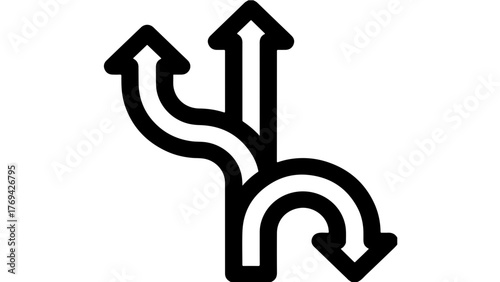 Icon representing a branching path with multiple directions