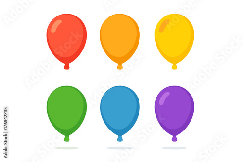 Bright colorful party balloons isolated on white background for festive celebration design