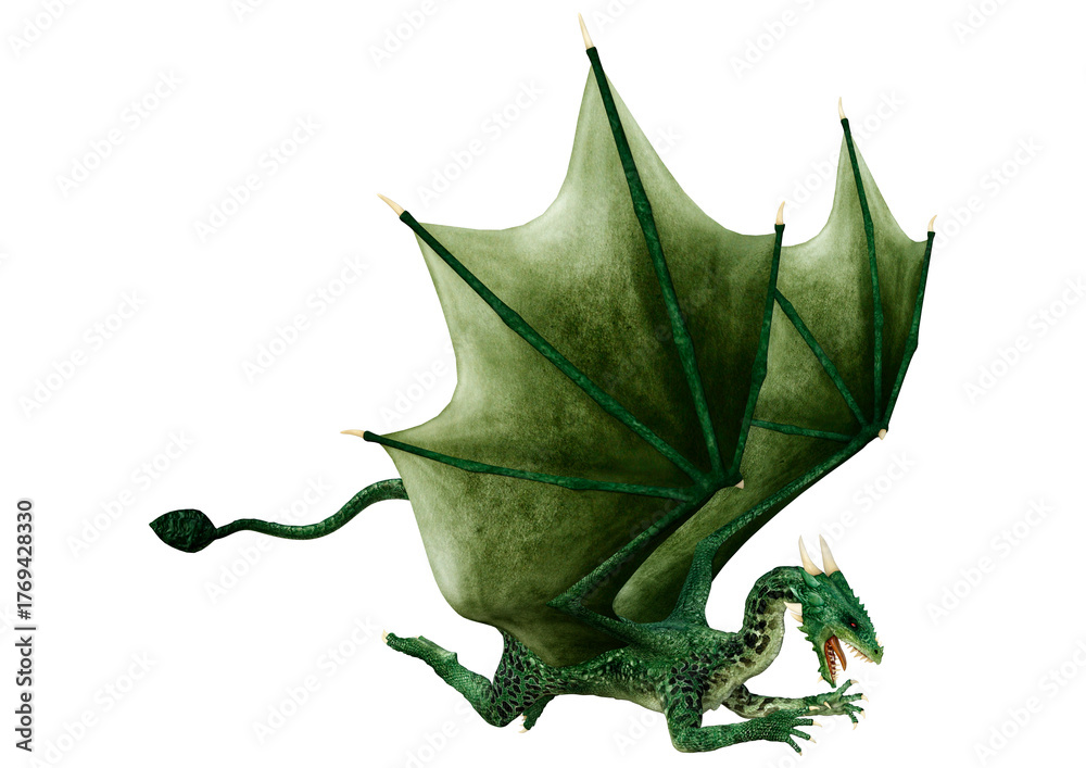 Fototapeta premium 3D Rendering Fairy Tale Dragon on White