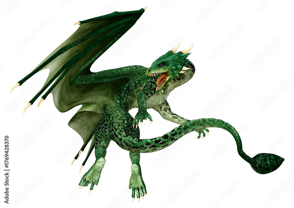 Fototapeta premium 3D Rendering Fairy Tale Dragon on White