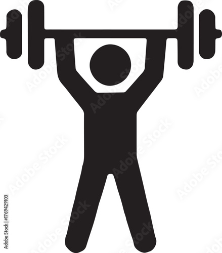 Weightlifter Silhouette Intense Power Clean Lift Training Strength Fitness Workout Sport Exercise Barbells Lifting Competitive Activity Athlete Vector Icon