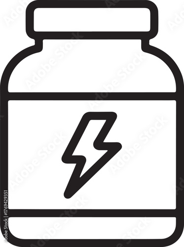 Protein Supplement Container for Fitness and Bodybuilding, Isolated Vector Illustration of Nutrition for Muscle Growth, Whey Protein