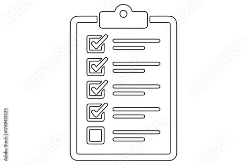 Continuous one line drawing of checklist clipboard icon minimal outline illustration
