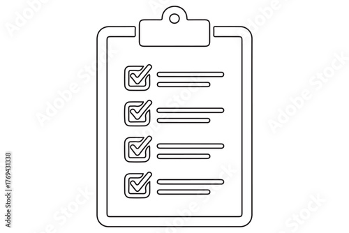 Continuous one line drawing of checklist clipboard icon minimal outline illustration
