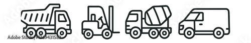 Four different types of vehicles are shown in a row