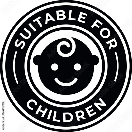 Suitable for children vector icon black and white symbol for product safety isolated on a white background