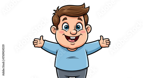 Cheerful cartoon boy giving thumbs up, conveying positivity and friendly attitude