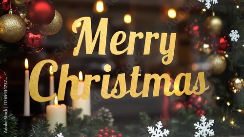 Christmas window display with text