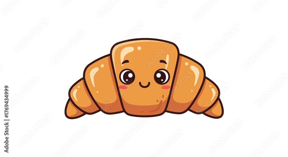 Obraz premium Delightful cartoon croissant character with big eyes and adorable smile radiating happiness