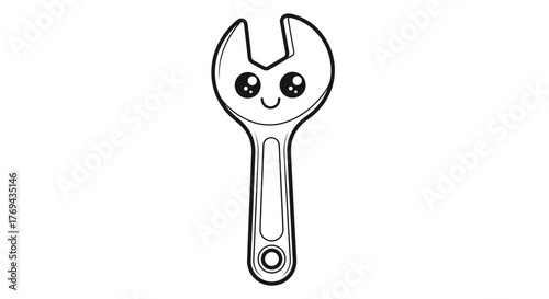 Delightful wrench character illustration embodying charm and a touch of lightheartedness perfectly