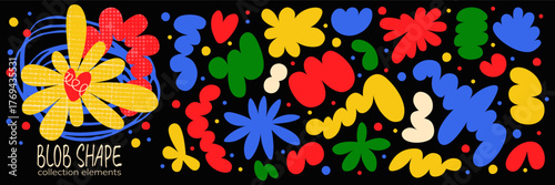 Simple background pattern with doodle cloud shapes and organic blobs.