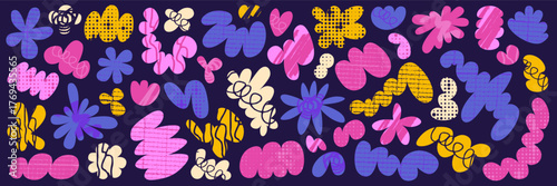 Abstract blob shapes and organic clouds in simple doodle set.