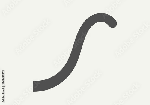 A minimalist dark gray S-shaped serpentine line with a subtle texture on a plain off-white background.