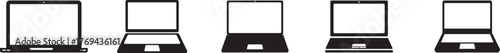 Laptop Icon Set. Computer Device and Notebook Silhouette Collection