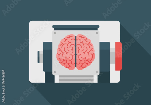 Conceptual illustration of a human brain being processed by advanced technology, symbolizing innovation and artificial intelligence