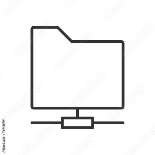 Network folder icon in line design. folder, network, shared, computer, directory, storage, data, files on white background vector. Network folder editable stroke icon