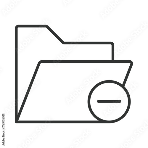 Remove folder icon in line design. folder, remove, minus, files, directory, archive, documents, storage on white background vector. Remove folder editable stroke icon