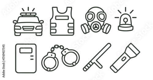 Set of police and emergency symbols