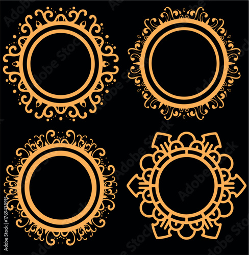 featuring four luxury designs of round frame ornaments