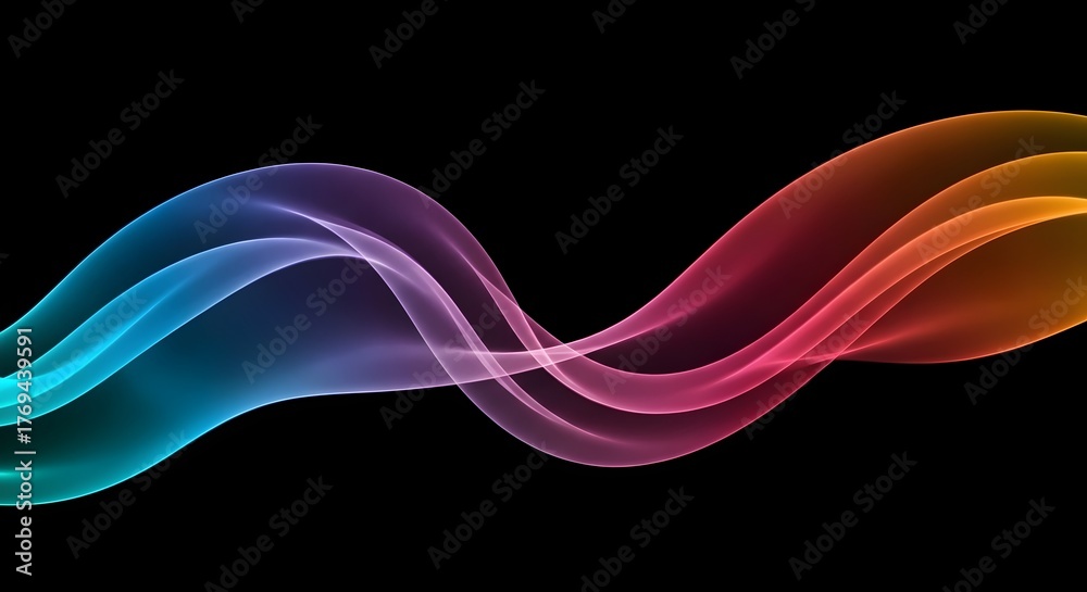 Naklejka premium Abstract Color Smoke Wave on Dark Background