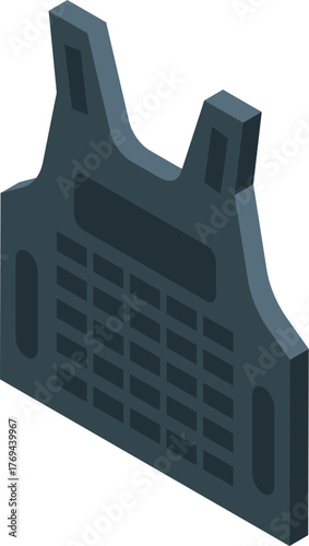 Bulletproof clothing providing safety and defense in an isometric perspective