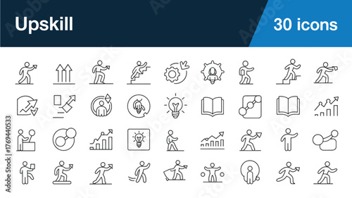 Group of people in action vector icons set