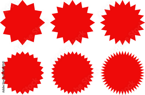 ギザギザの丸いステッカーの台紙デザインセット、割引やセールのデザインに最適