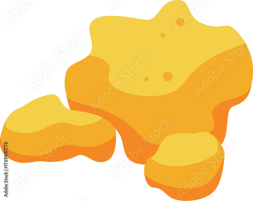 Gold nuggets sparkling on white background, ideal for wealth, mining, finance and treasure concepts