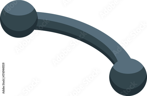 Dark gray industrial piercing forming a curved line, connecting two ball ends
