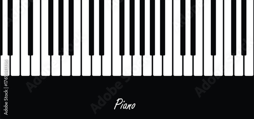 Decorative horizontal music banner. piano keys music background. music concept. piano black and white keys vector illustration
