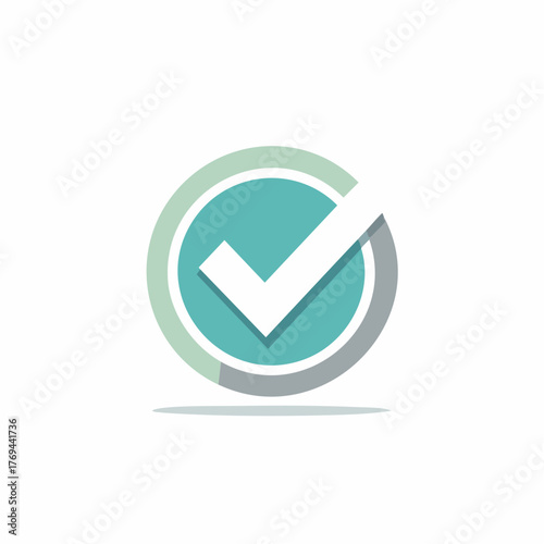 Turquoise Circle Checkmark Symbol Graphic Design Confirmation Approval Sign