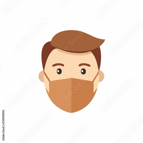 Flat design illustration of a man wearing a protective face mask for health and virus prevention