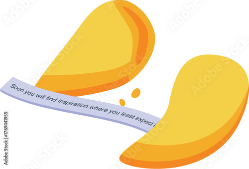 Opened fortune cookie revealing a positive message about finding inspiration