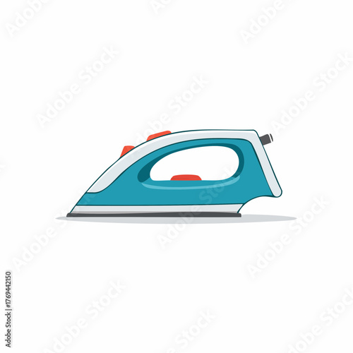 Bright Illustration of a Modern Blue Electric Iron for Fabric Smoothing and Wrinkle Removal