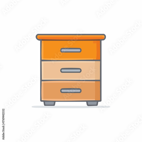 Stylized chest of drawers with three storage compartments for bedroom furniture