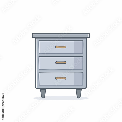 Cartoon illustration of a three-drawer nightstand or bedside table